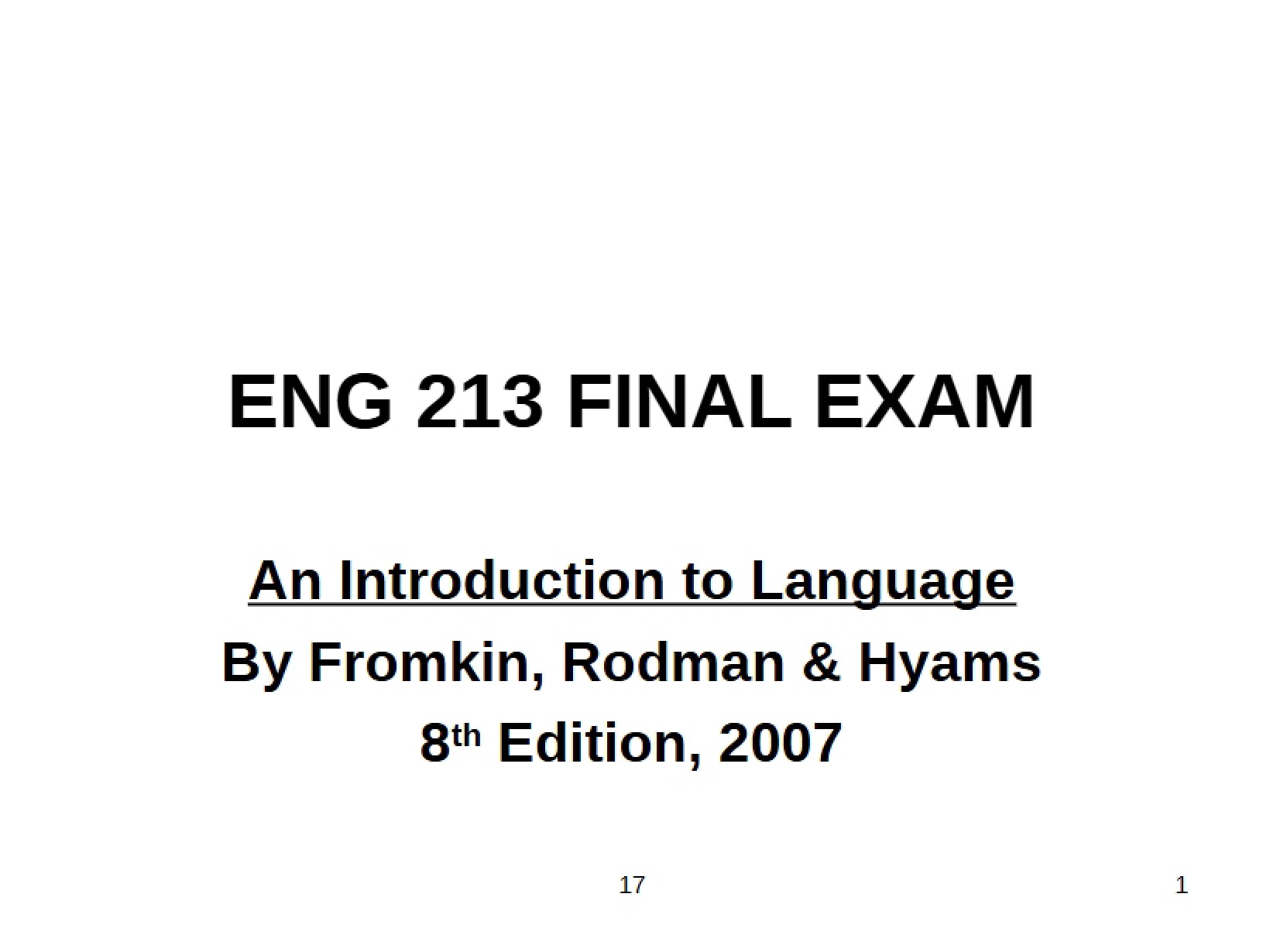 Final Exam for Study of Language