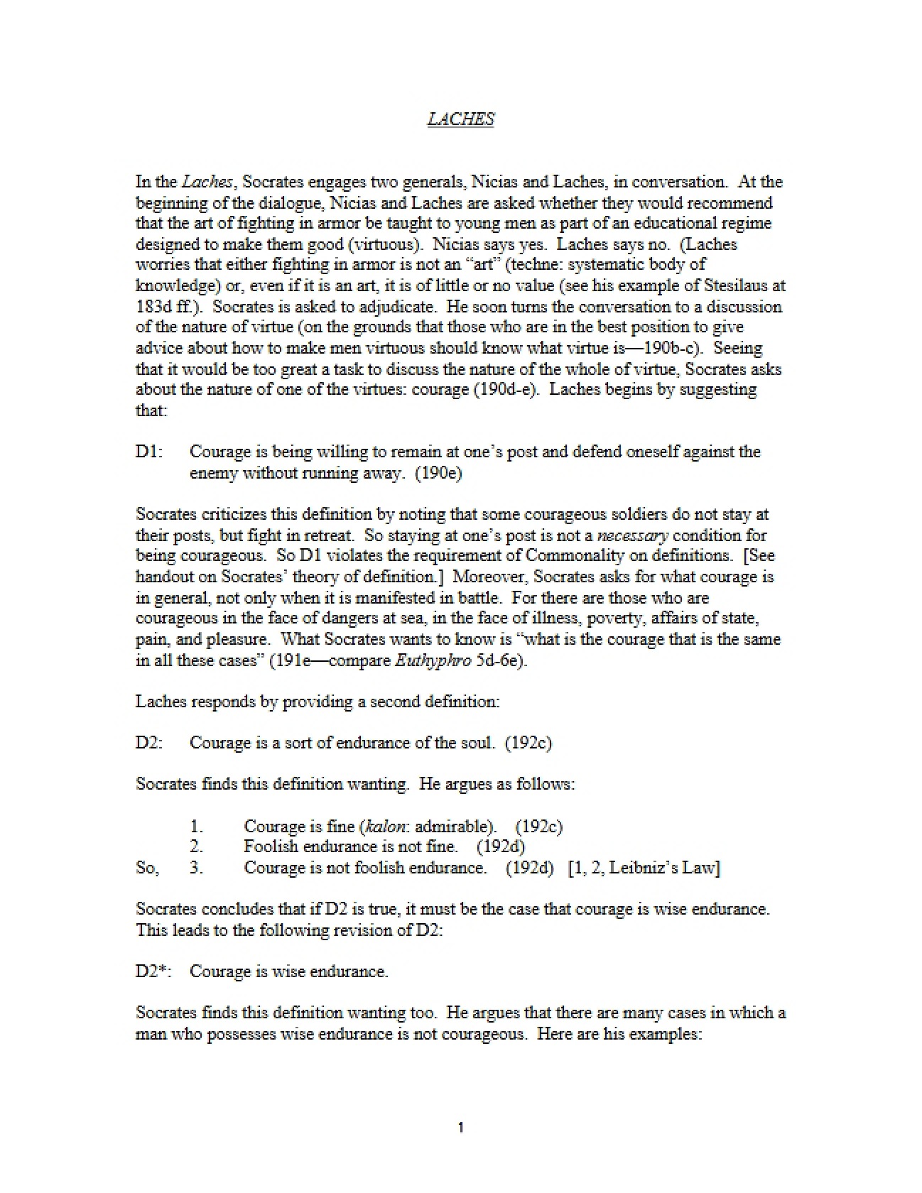 Plato’s Dialogue: Laches