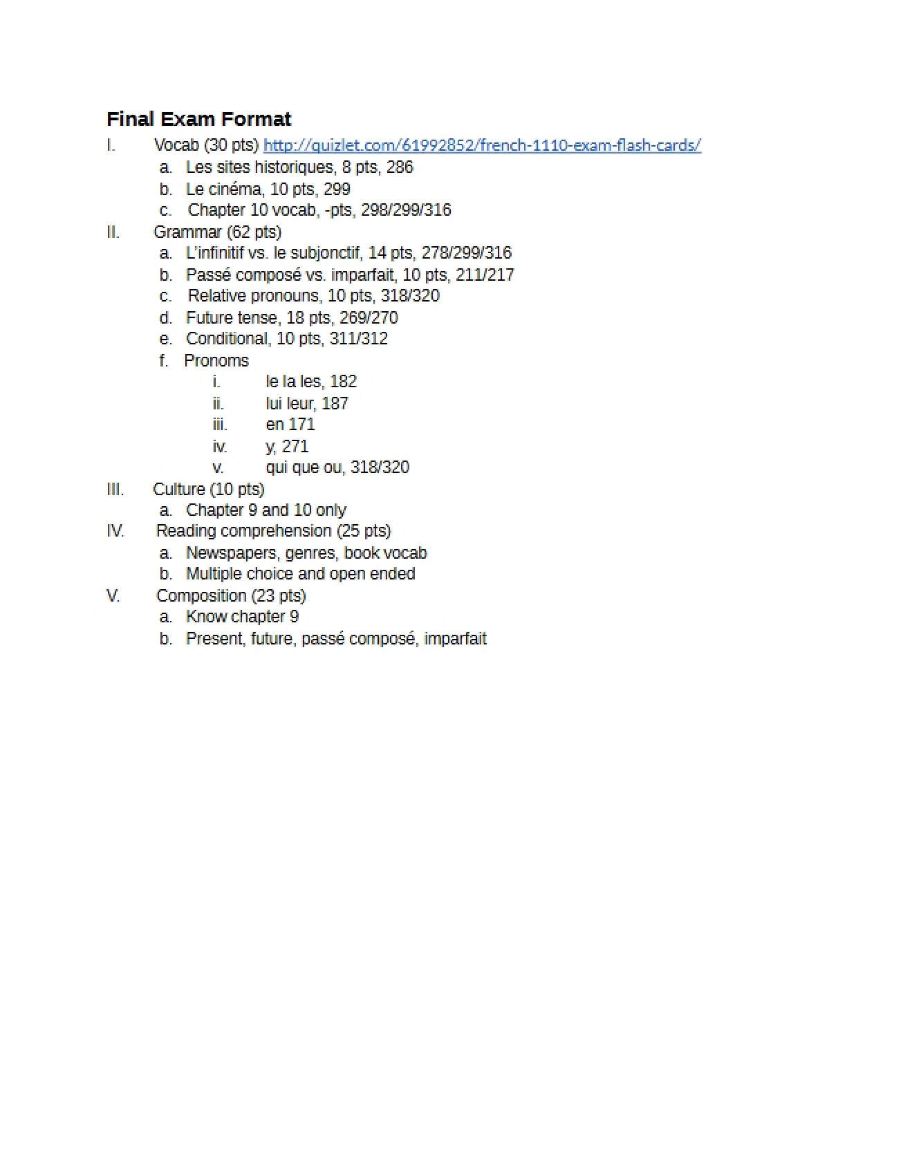 Review for the Final Examination