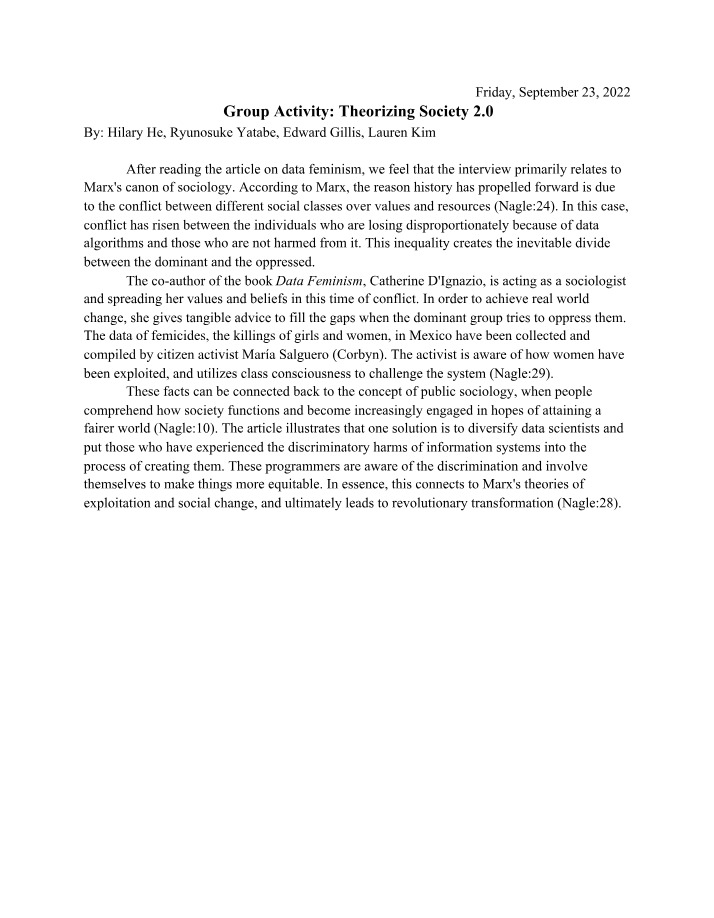 Theorizing Society 2.0 - Group Activity