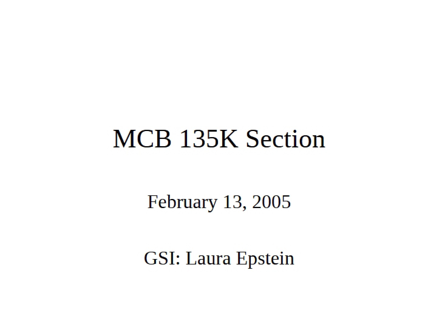 Section Class Notes