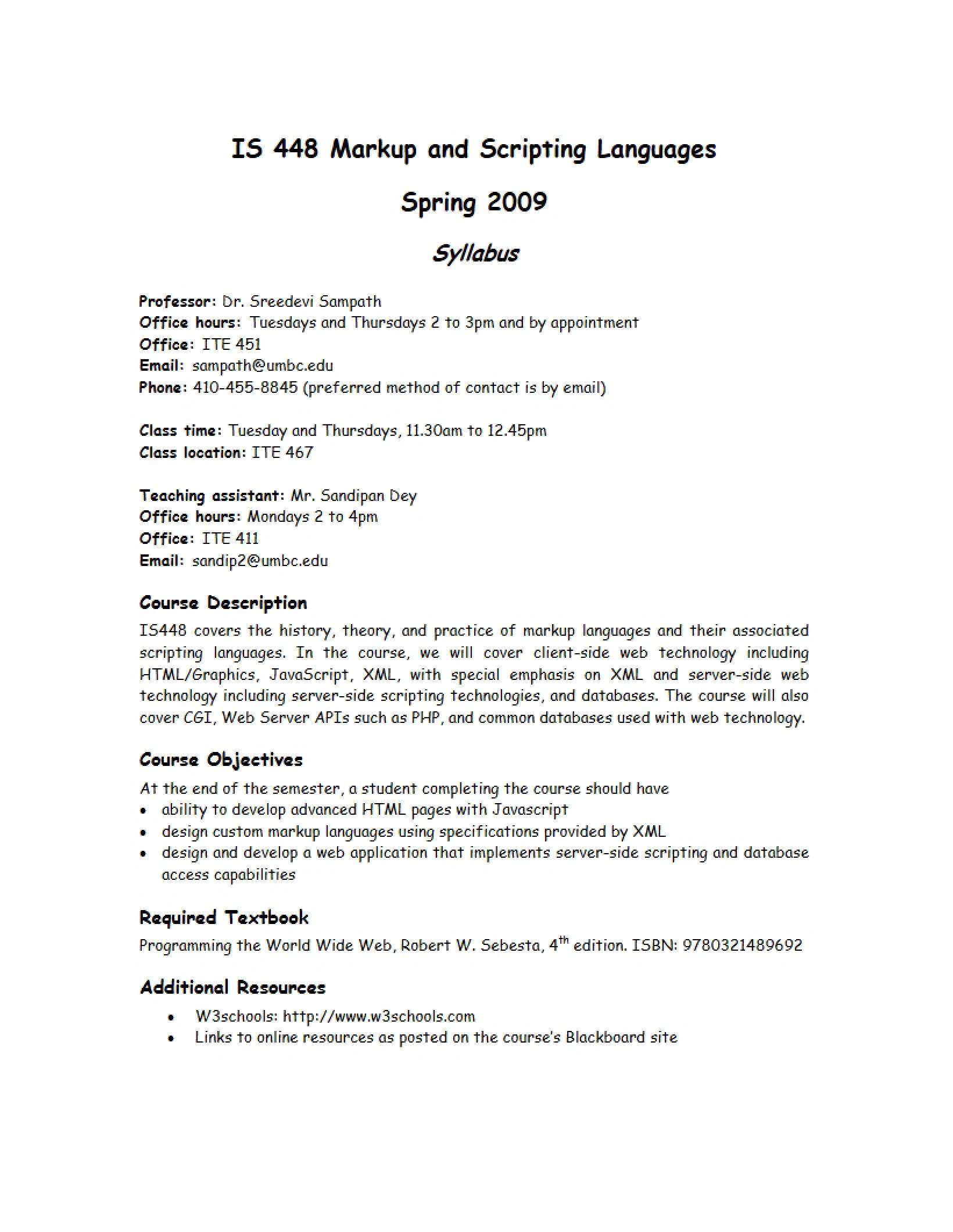 Scripting Languages Syllabus