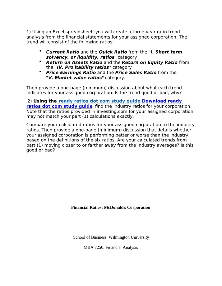 Financial Ratio Analysis - McDonald's Corporation Trends