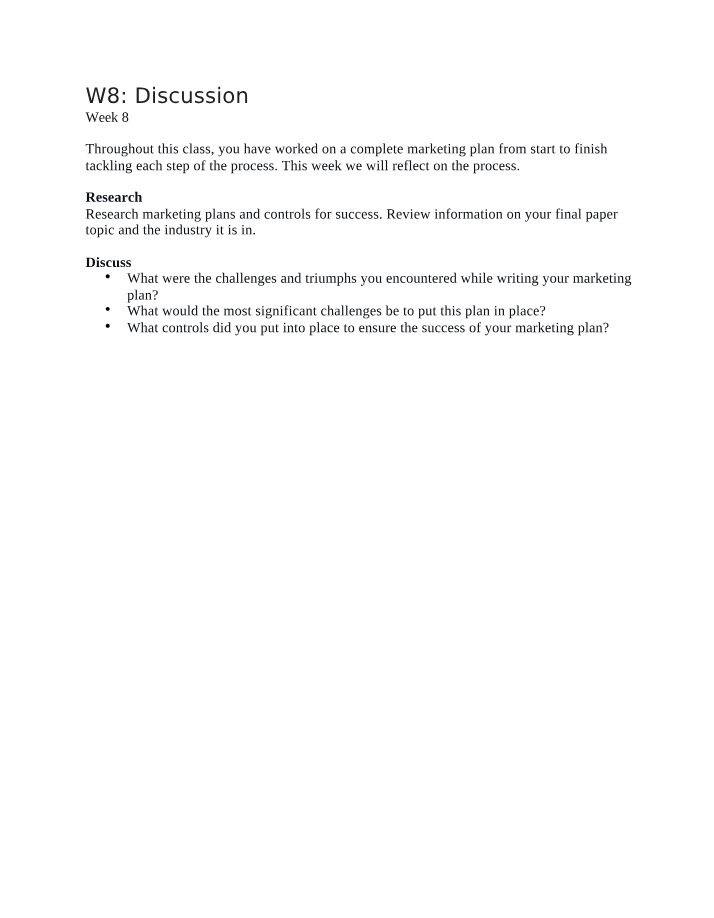 Discussion for MKTG600 Week 8