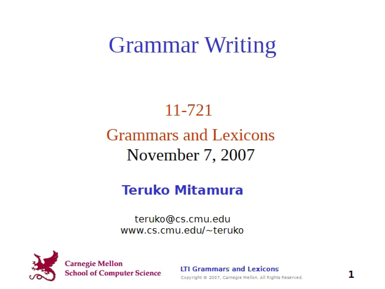 Session 03 of Grammars and Lexicons
