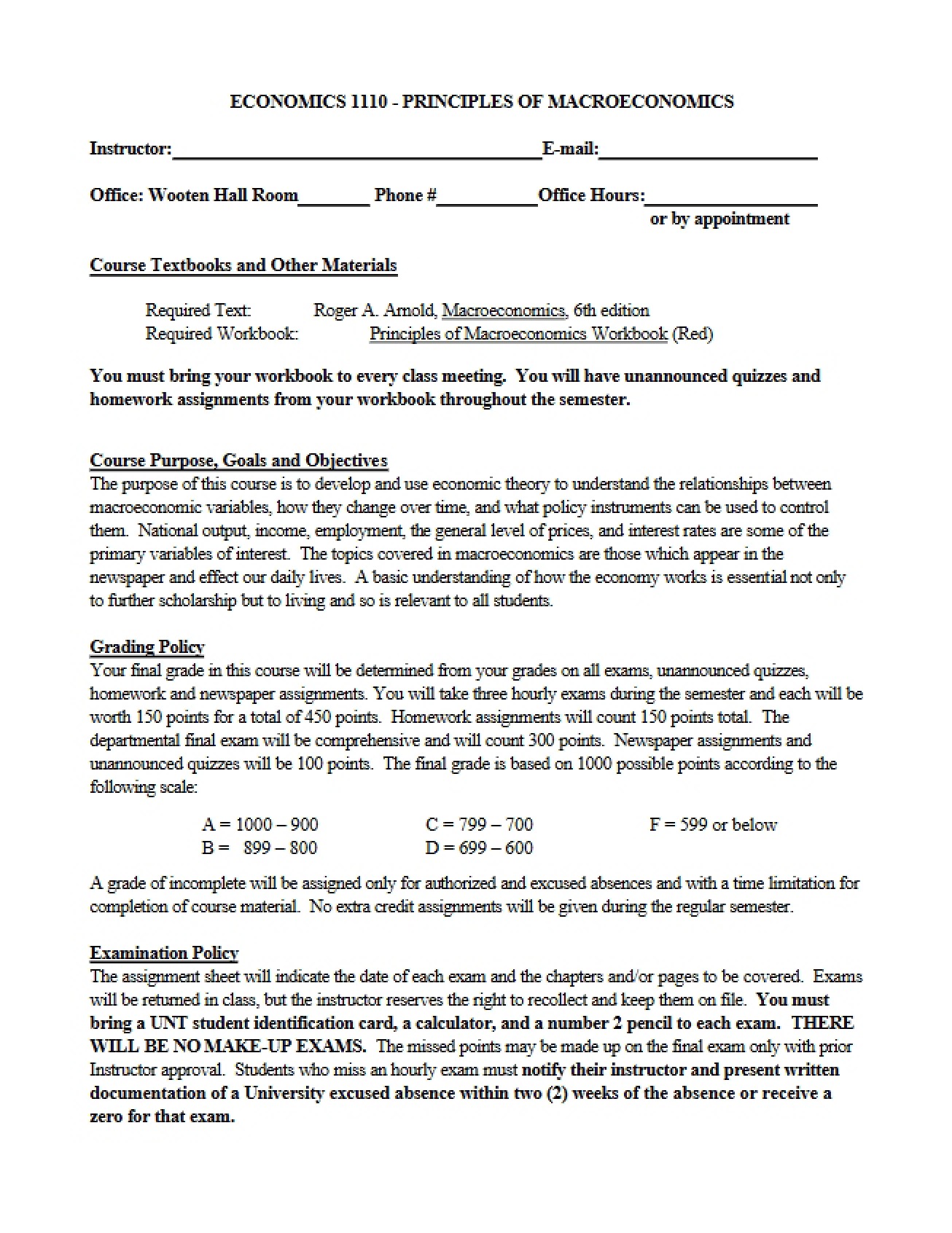 Macroeconomics 1110 Overview