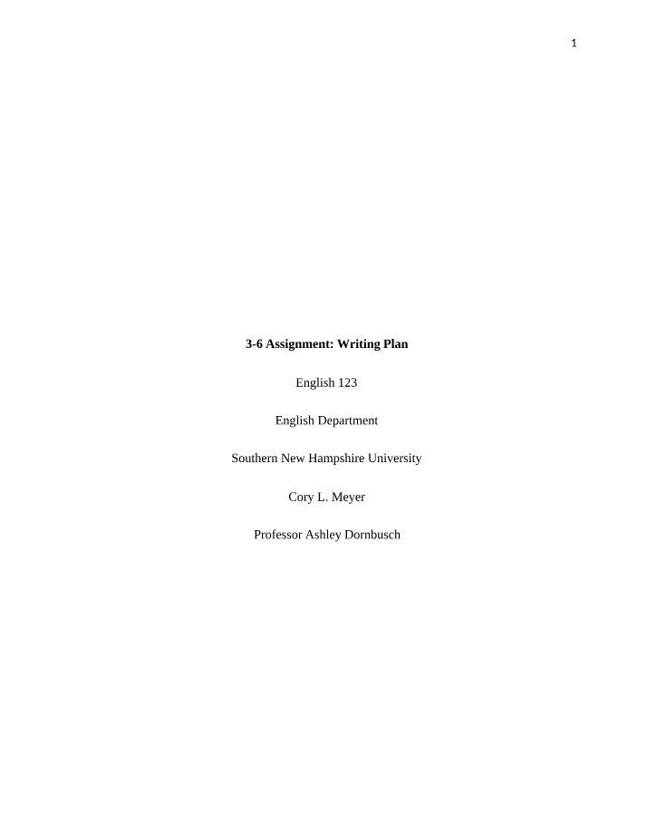 Writing Plan Assignment - 3-6