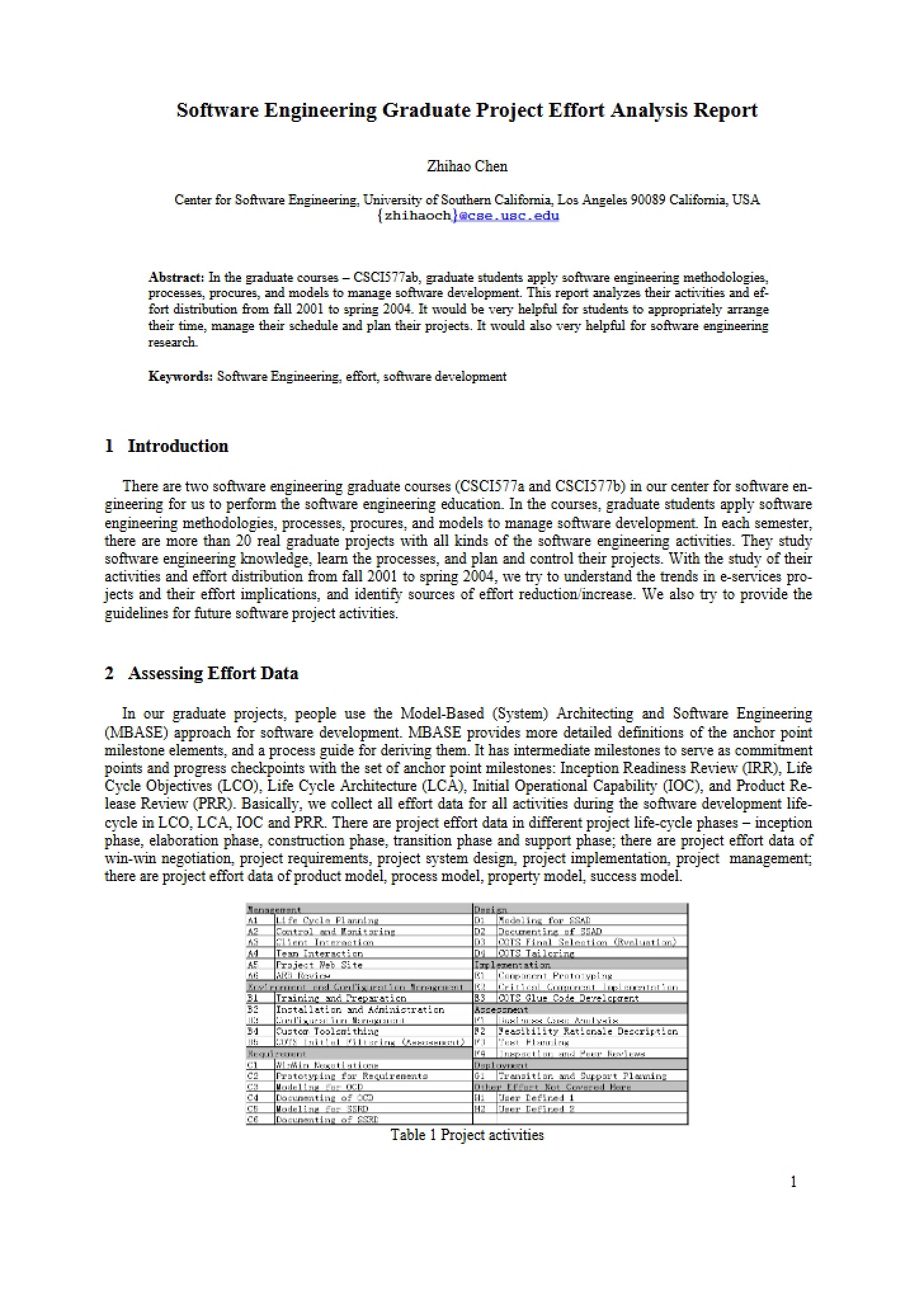 USC CSE Report 2005-501