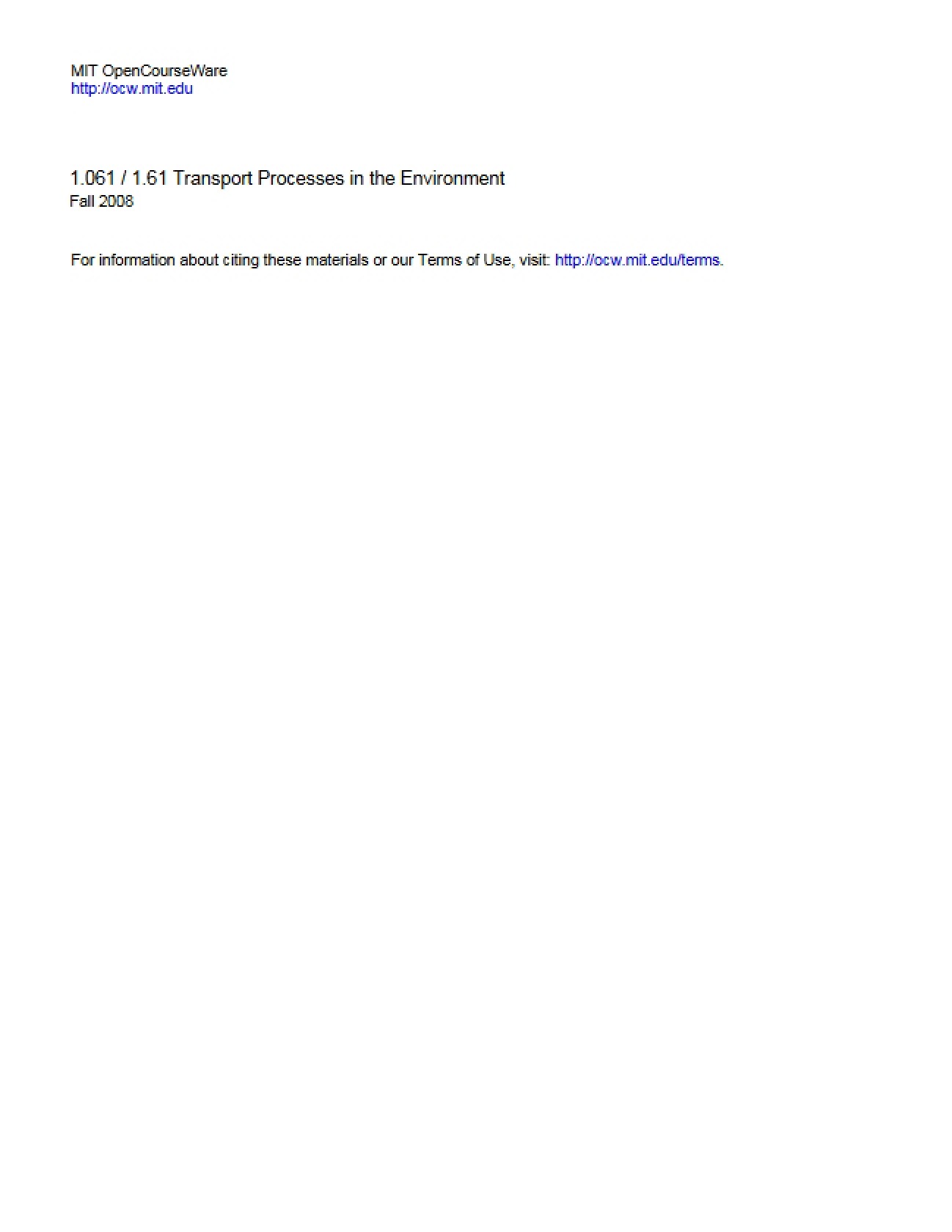 Transport Processes Lecture Notes