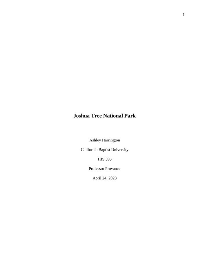 History and Natural Wonders of Joshua Tree National Park