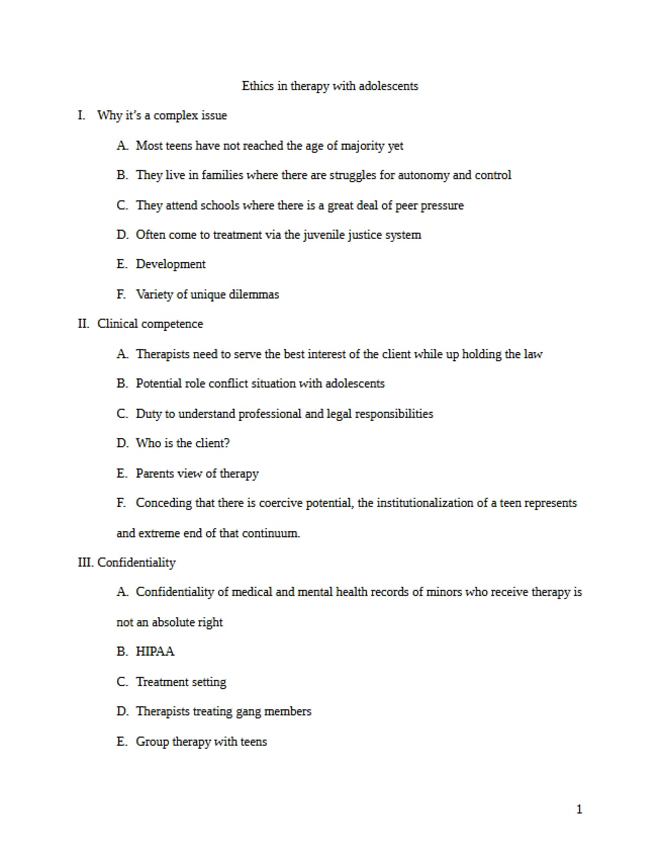 Child Counseling Lecture Notes