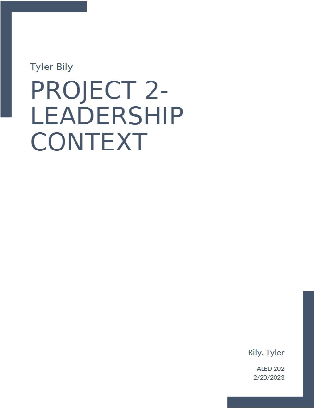 Second Project on the Context of Leadership