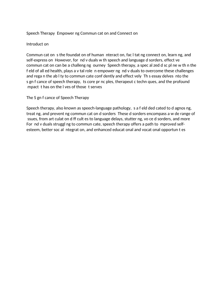 Speech Therapy - Connection and Communication Empowerment