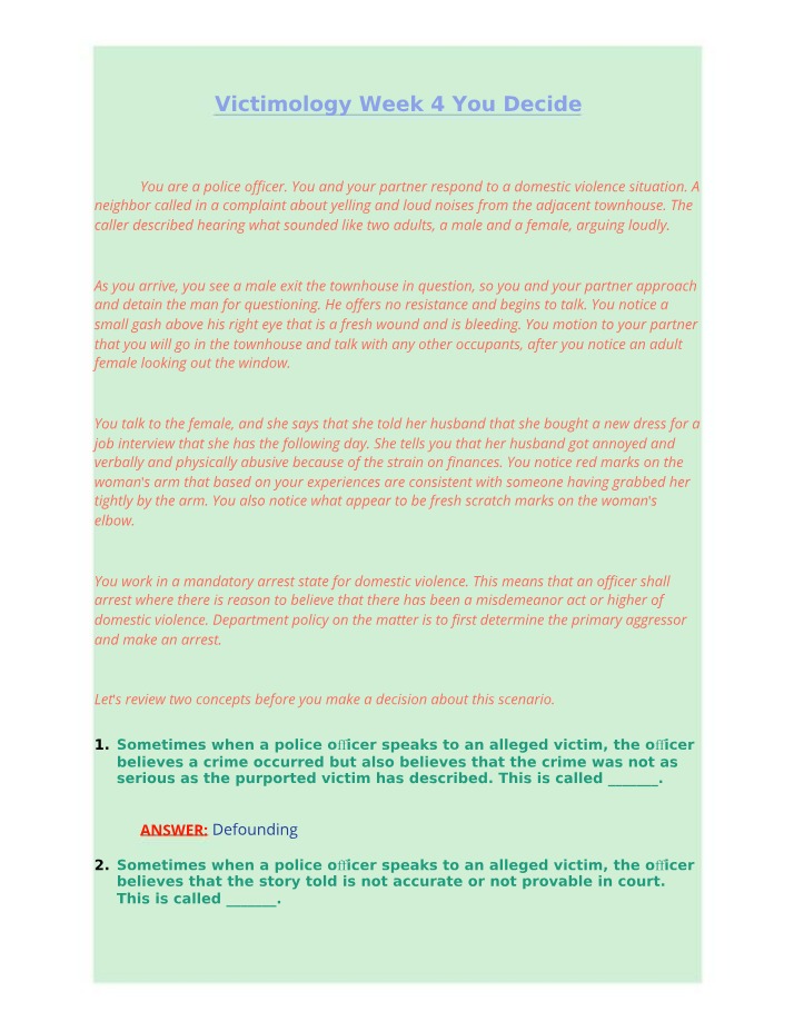 You Decide - Victimology Week 4