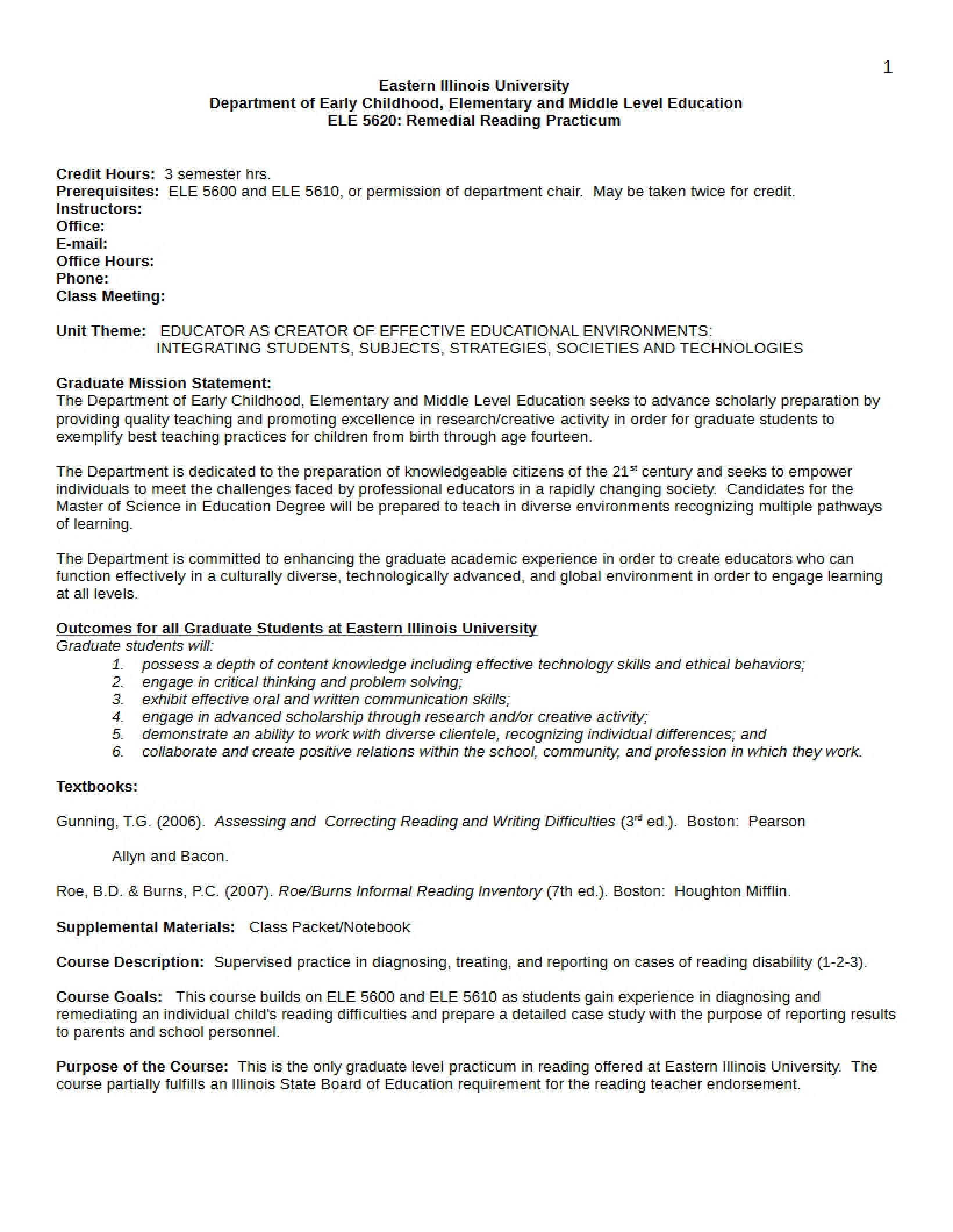 Syllabus - 12 Pages