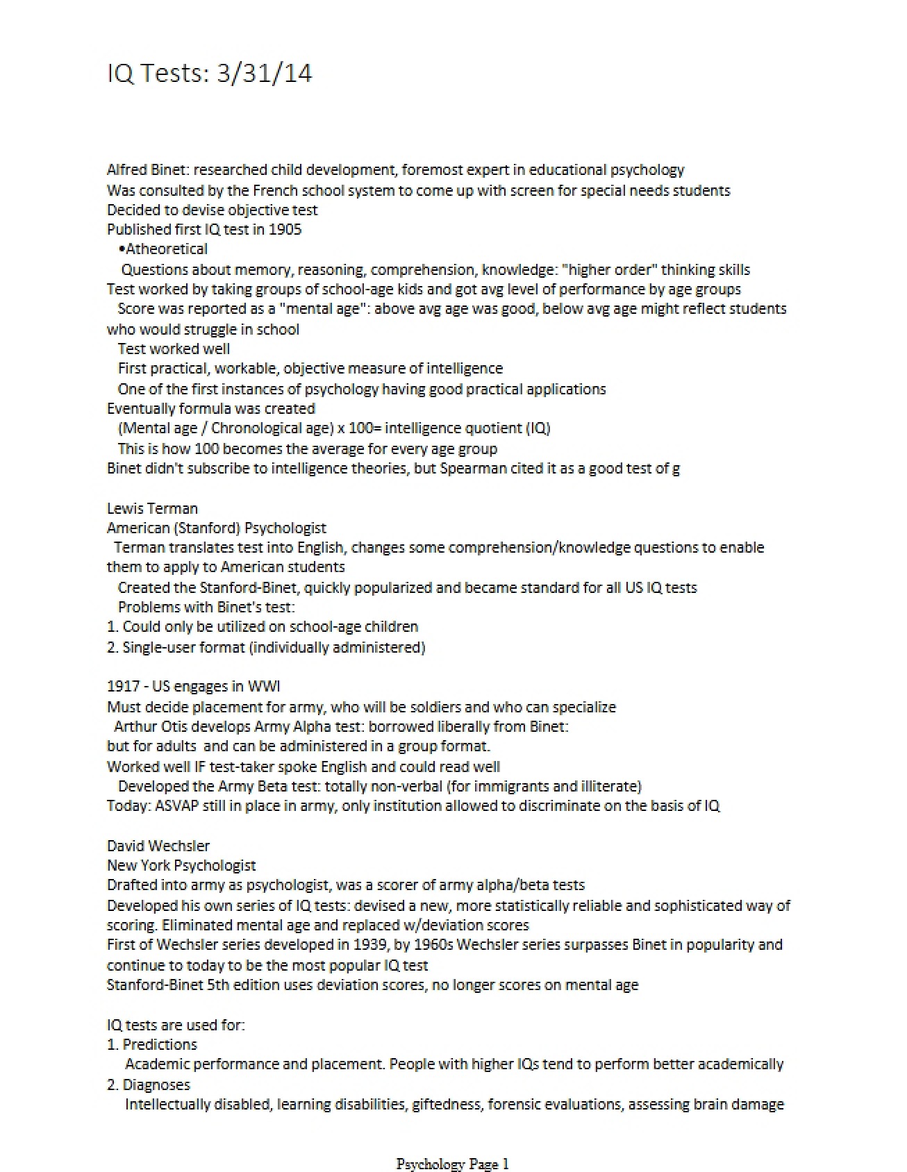 Evaluation of IQ Testing Methods