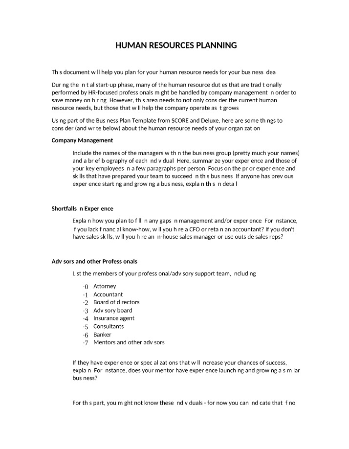 Planning for Human Resources