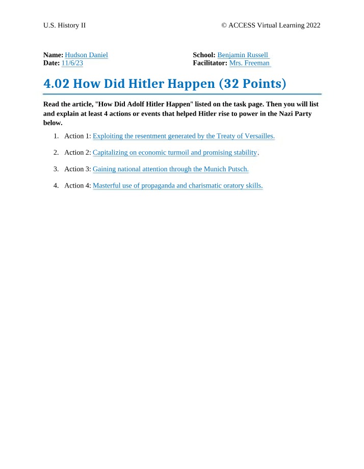 Hitler's Rise to Power through Economic Resentment