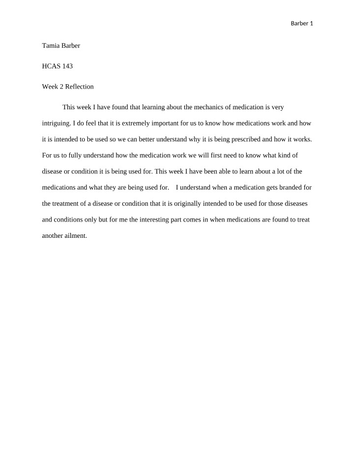 Reflection on the Mechanics of Medication