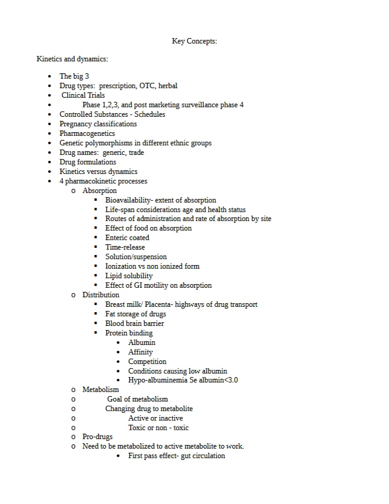 Dynamics and Kinetics Key Concepts