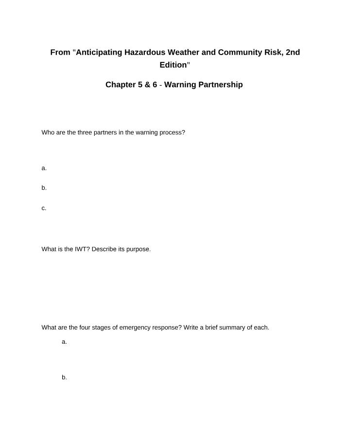 Questions on Warning Partnerships