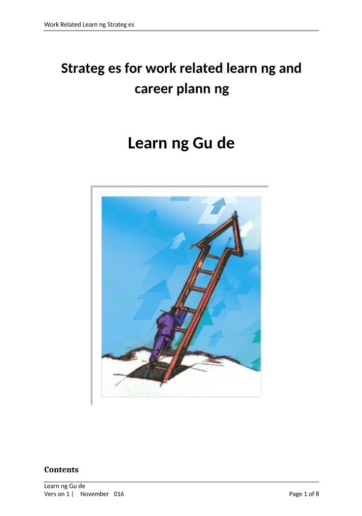 Strategies for Career Planning and Work Related Learning