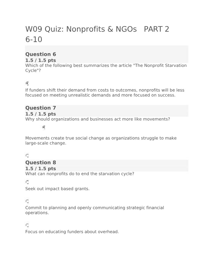 Nonprofits & NGOs Quiz (Part 2, 6-10) - W09