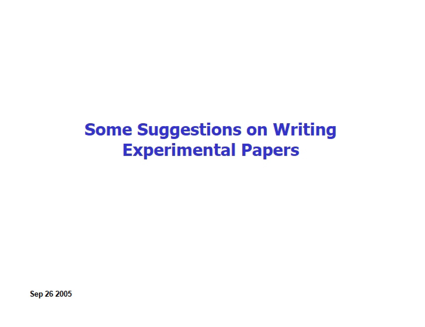 Experimental Papers Writing Suggestions