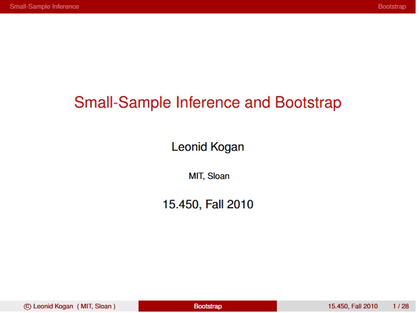 Bootstrap and Small-Sample Inference