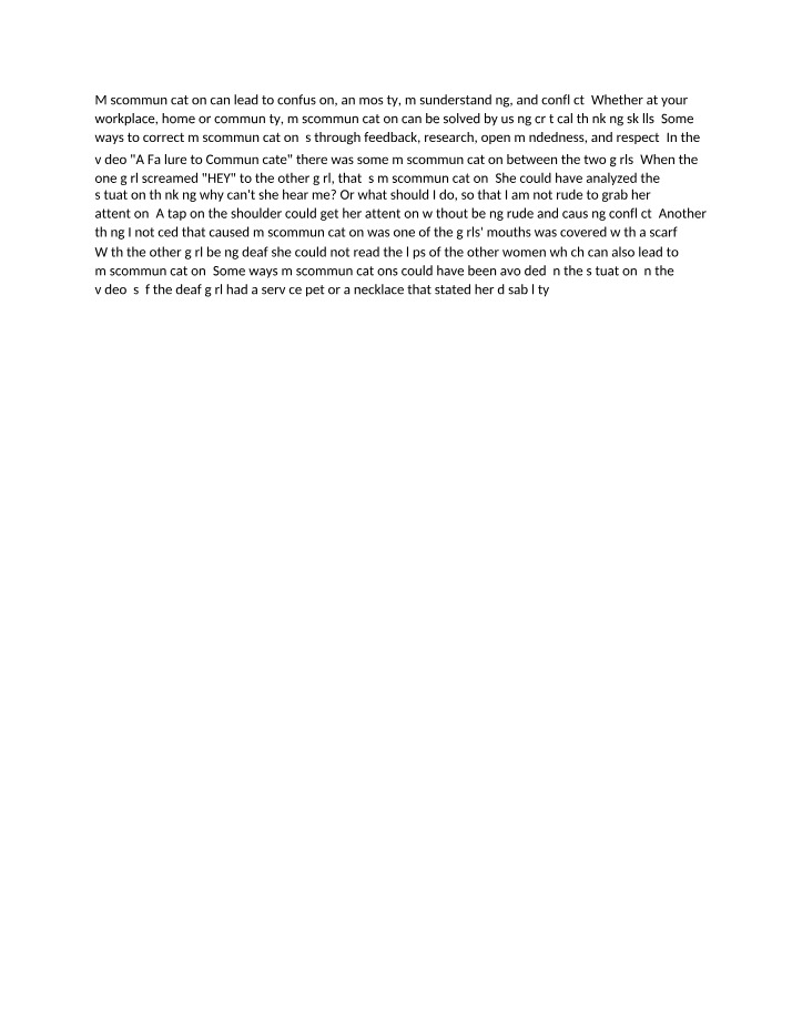 Assignment on Miscommunication