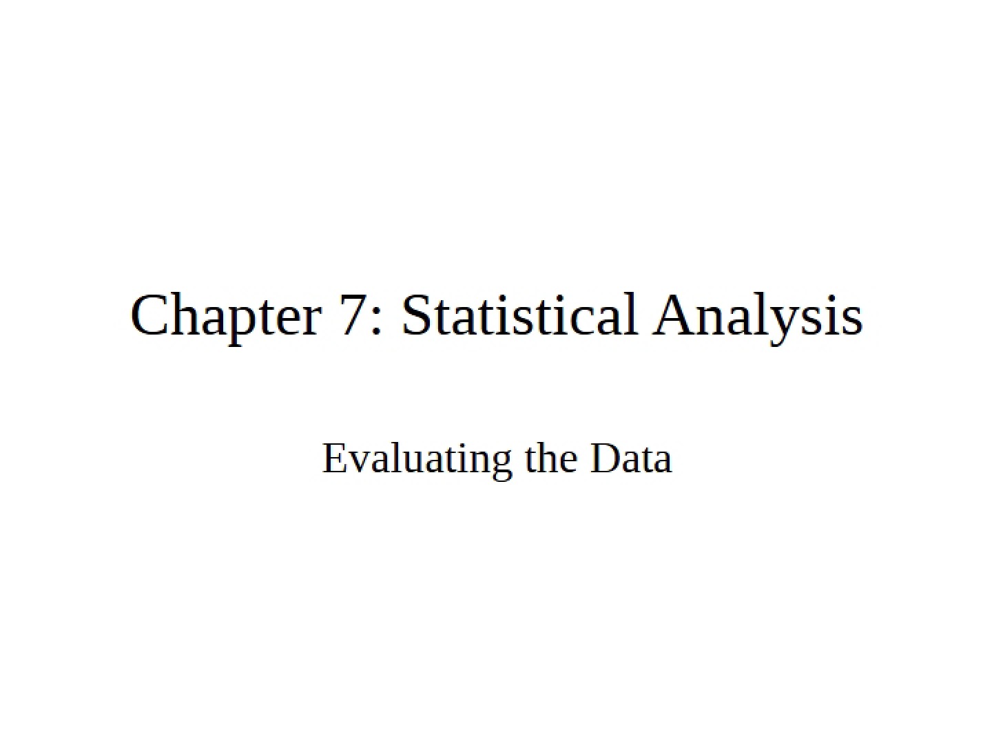 Analysis via Statistics