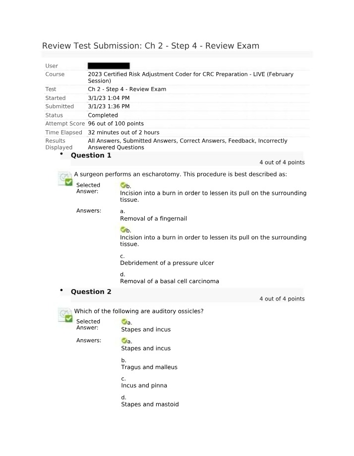 Chapter 2 Review Exam