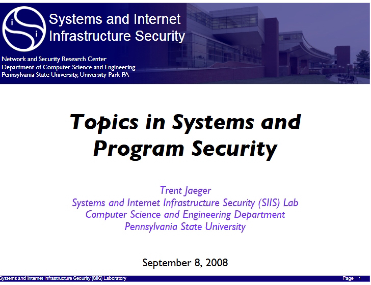 Security Topics in Systems and Programs