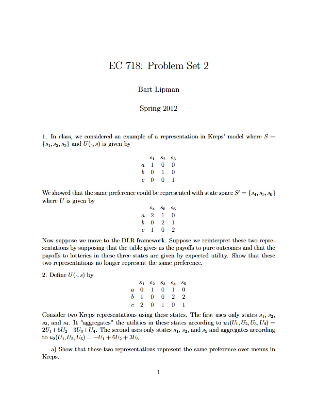 Second Problem Set for Advanced Microeconomic Theory II