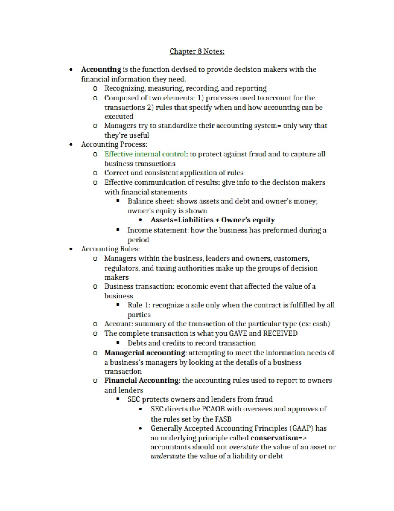 Notes Chapter 8