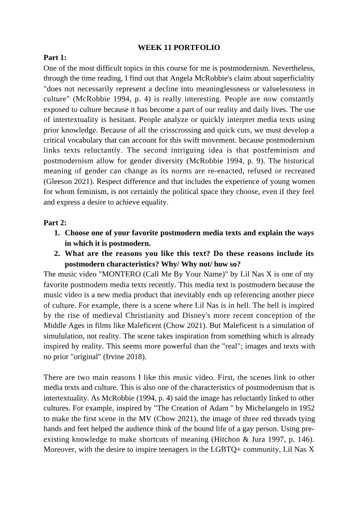 Postmodernism in Popular Culture - Examining Angela