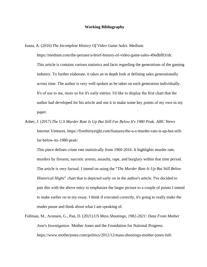 Working Bibliography Draft
