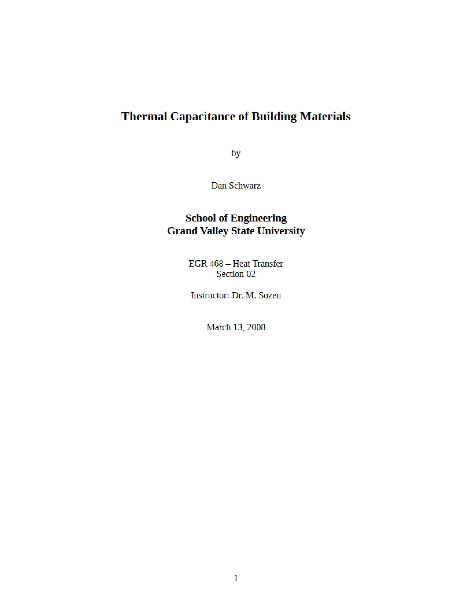 Building Material Thermal Capacitance