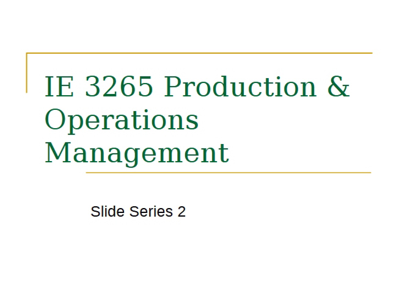 Production Management Lecture Notes