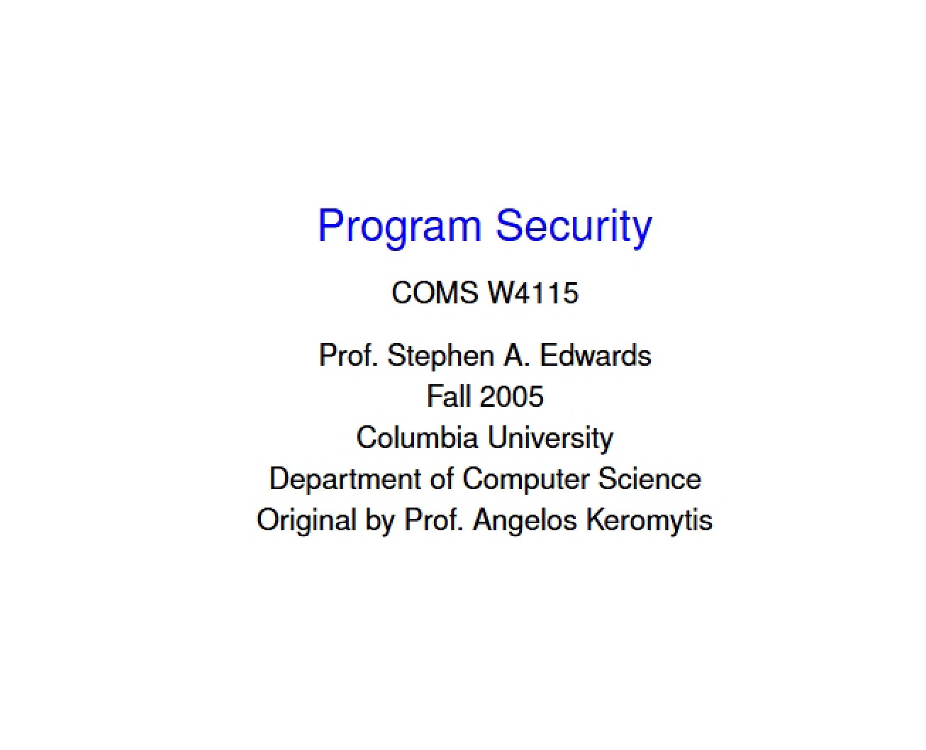 Program Security Concepts