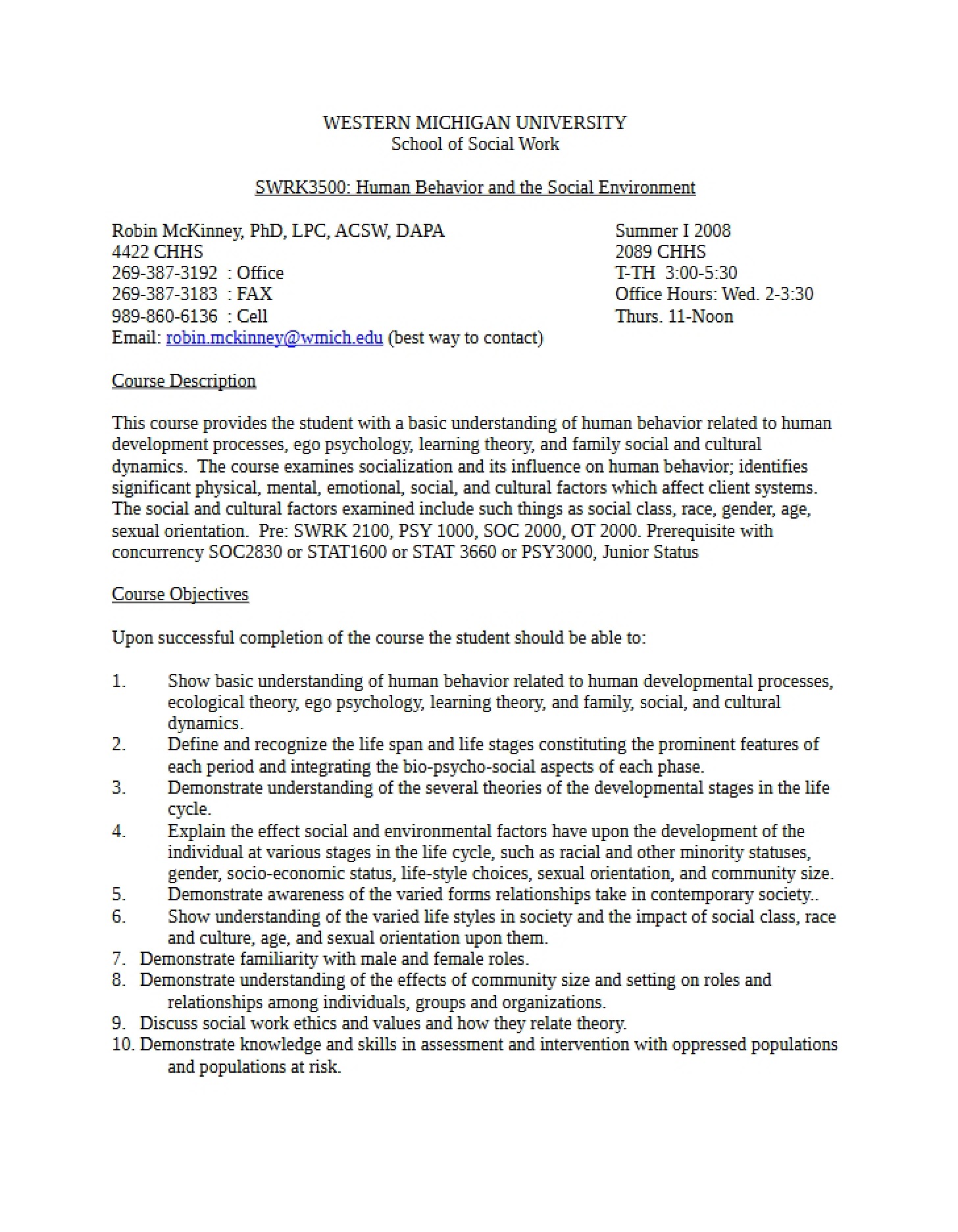 Course Guidelines