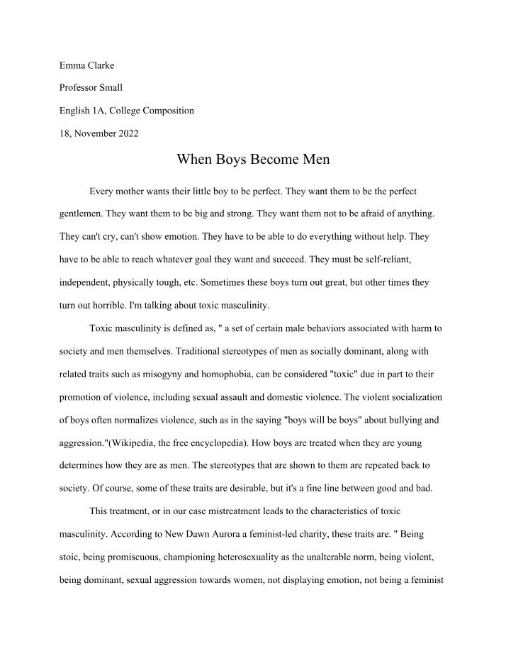 The Impact of Upbringing on Toxic Masculinity