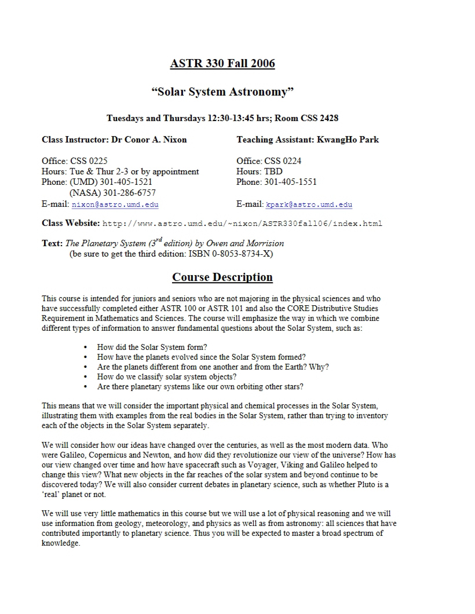 Course Syllabus
