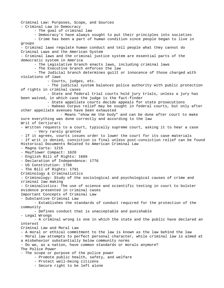 Overview of Criminal Law