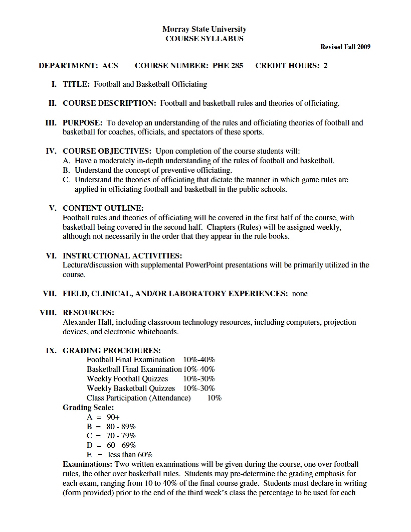Syllabus - Football and Basketball Officiating