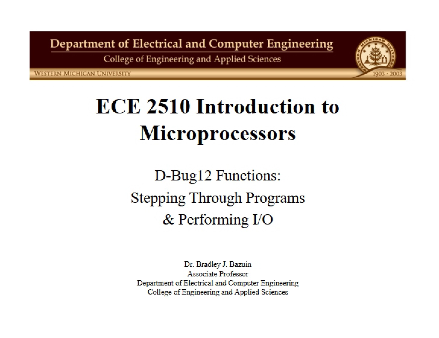 IO and Stepping D-Bug12 Functions