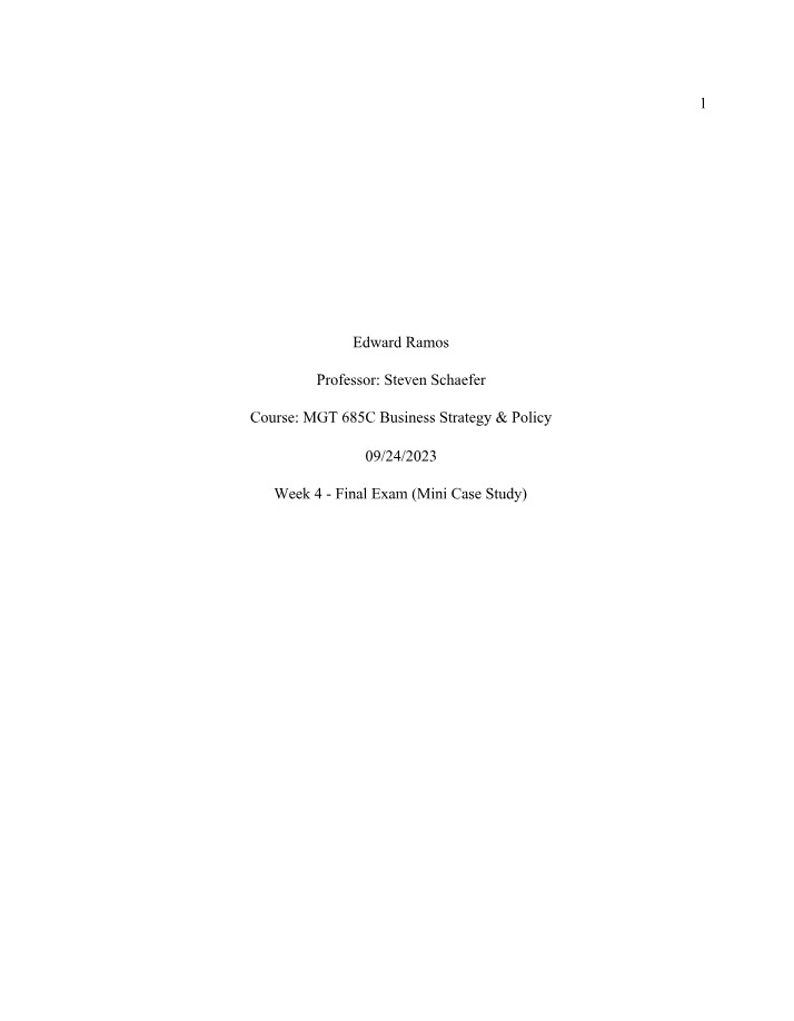Final Exam Week 4 - Mini Case Study