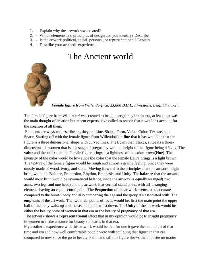 Analysis of Ancient Art