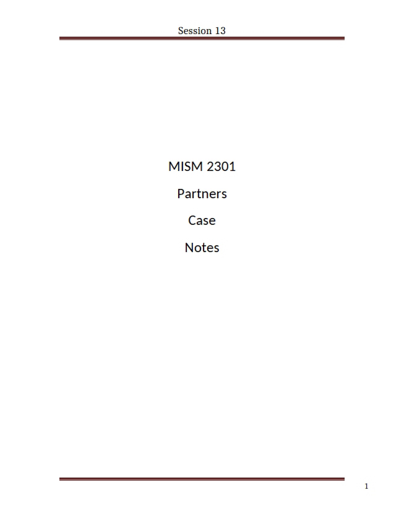 Partners Case Study Notes