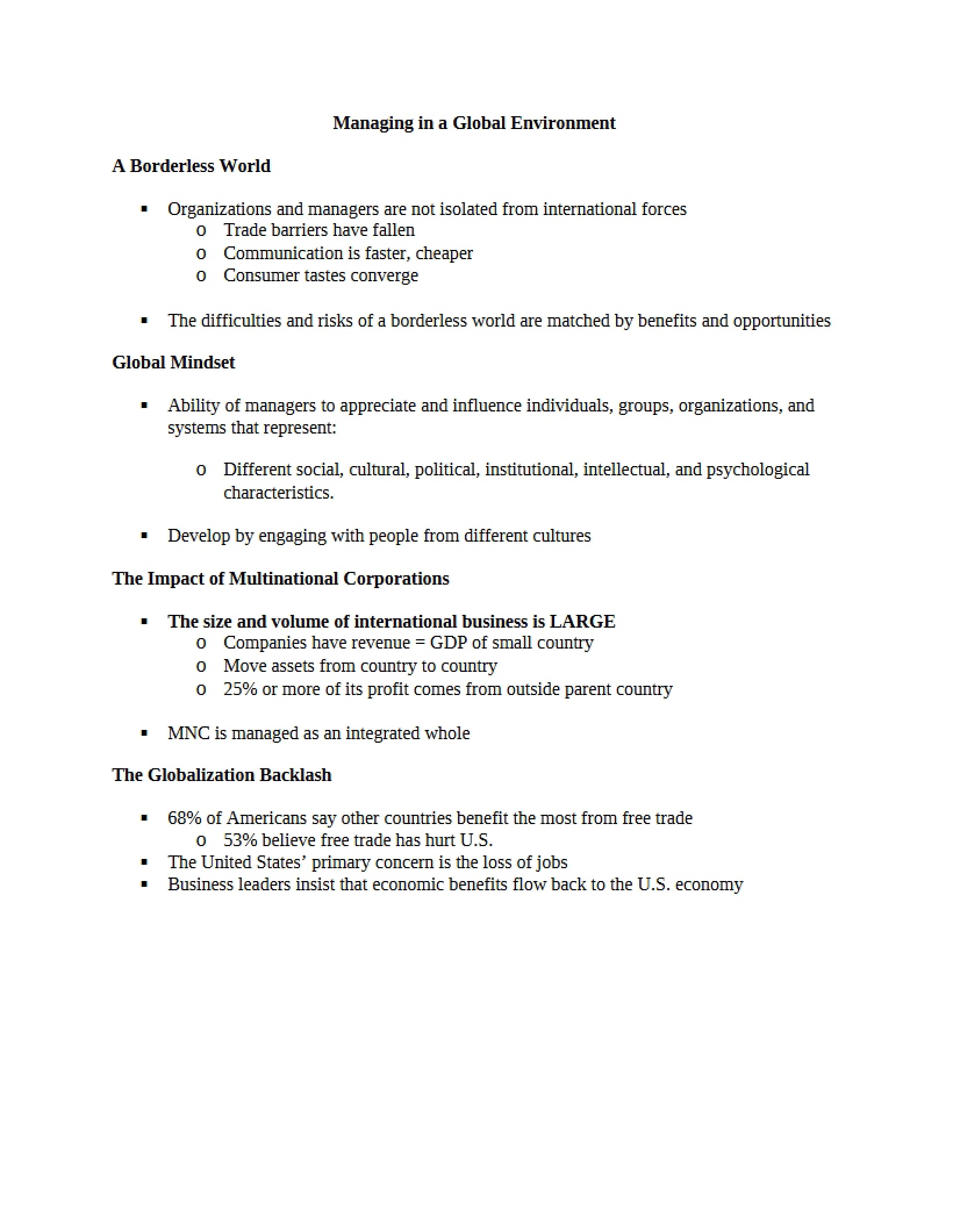 Global Environment Management